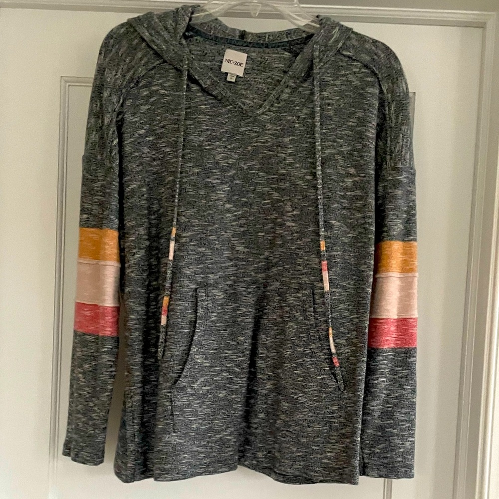 Nic + Zoe Textured Long Sleeve Hoodie Sweater Size L